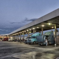 truck stop at night