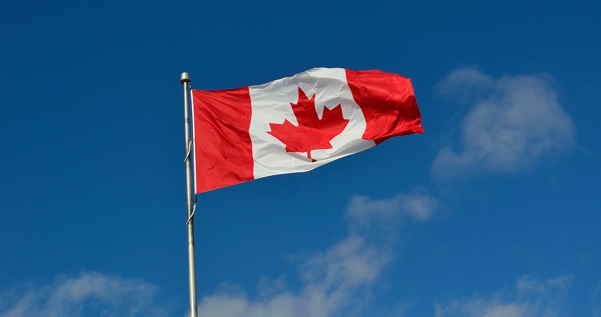 A Canadian Flag flying before electronic logging devices are required in Canada